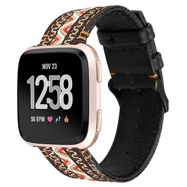 Til Fitbit Versa etnisk stil ægte læderurrem LEQ Bohemia