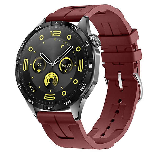 22mm flytende silikon klokkebånd vanntett stropp for Huawei Watch Gt 4 / Gt 3 / Gt 2 46mm Wine Red