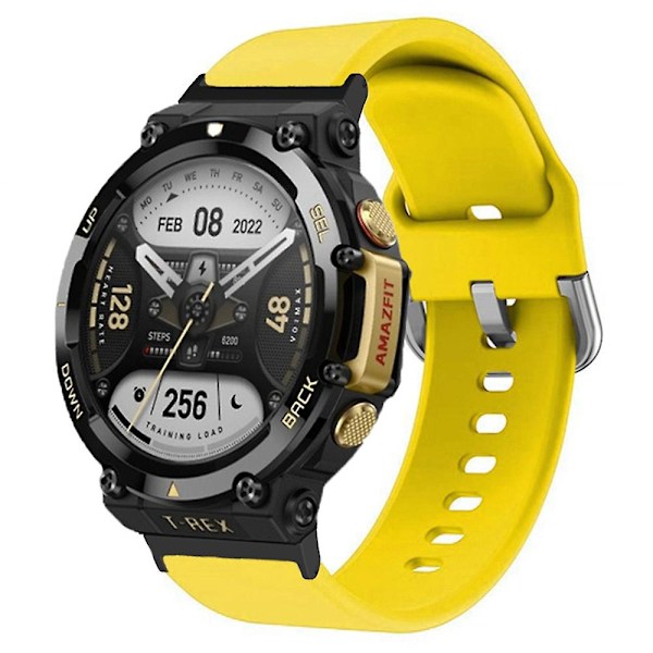 For Huami Amazfit T-Rex 2 Silikone Rem til Ur, Justerbar Rem med Firkant Spænde Yellow