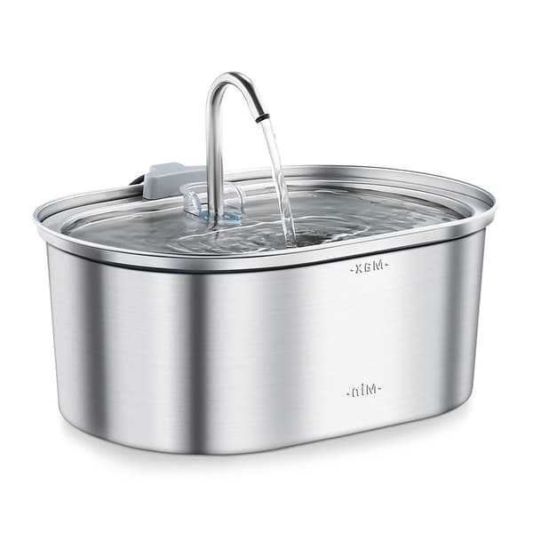 Automatisk springvand (Y-18) til kæledyr, 3,2L rustfrit stål oval