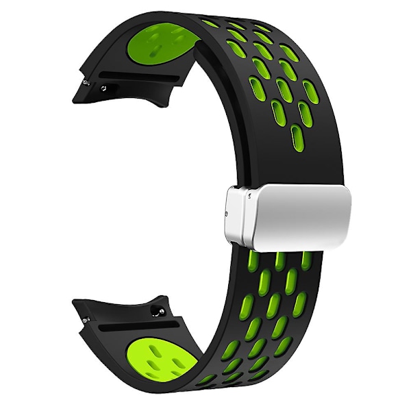 KLB-SSCXKGJ-002 Til Samsung Galaxy Watch4 / Watch 5 Pro / Watch6 Rem med Magnetisk Sølvspænde Black  Fluorescent Green Silver Buckle