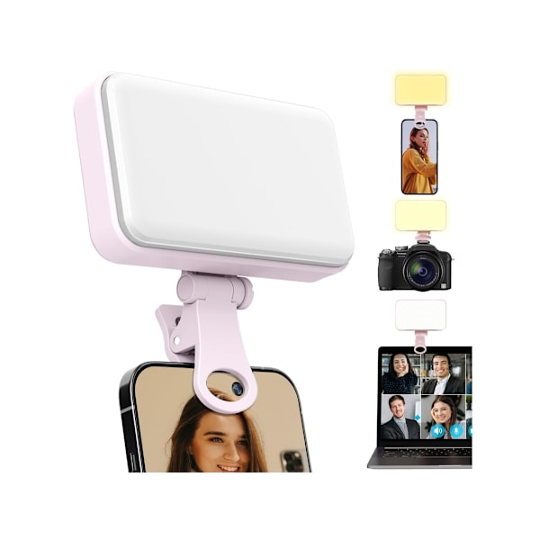 66-LED Bærbar Selfie-lampe iPhone-lys med 3 lysmoduser og 5 lysstyrkenivåer Clip-on-lys for telefon/kamera/laptop
