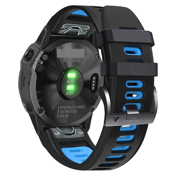 26mm watch för Garmin Fenix ​​5x Black Sky Blue