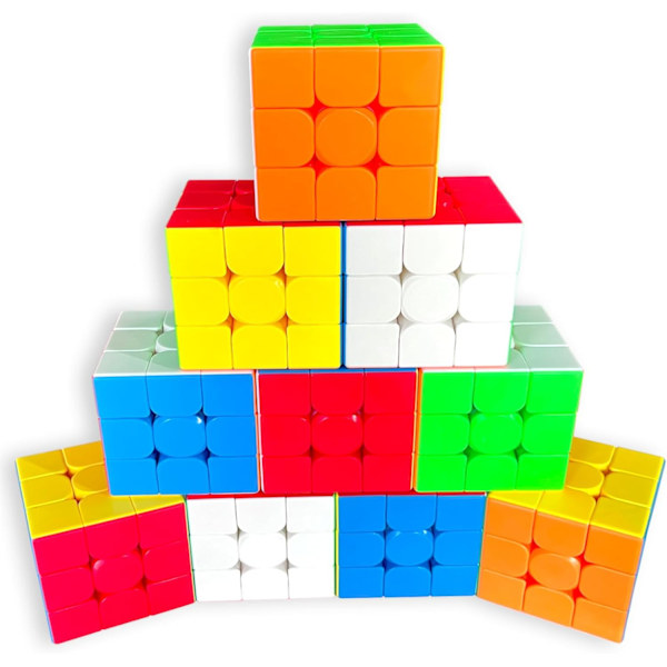 Hastighetstärning 3X3X3 Stickerless, Snabb Smidig Vridning Levande Färg 3D Pussel Hjärna Leksak 10-pack