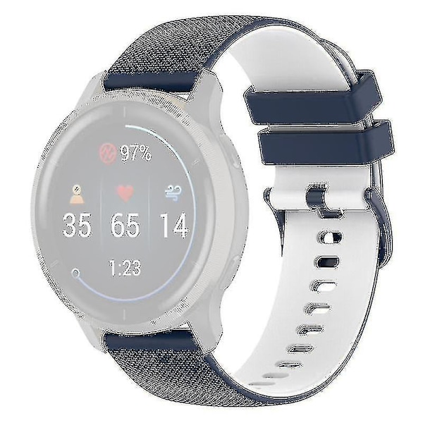 Ersättning för Garmin Venu2 Plus/Vivoactive 3/Vivomove Sport Silikonklockarmband 20mm Navy Blue White B Other Smartwatch Model