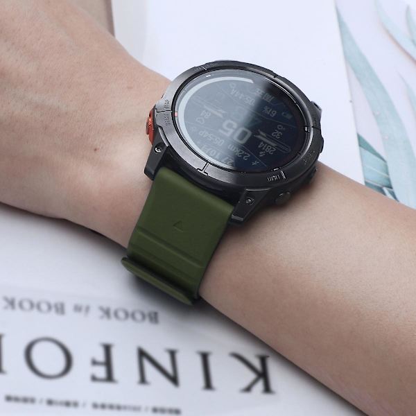 For Garmin Fenix 5 / 5X / 6X / 7X urrem 22mm Dual Color Silikon Smart Watch Band Army Green  Black