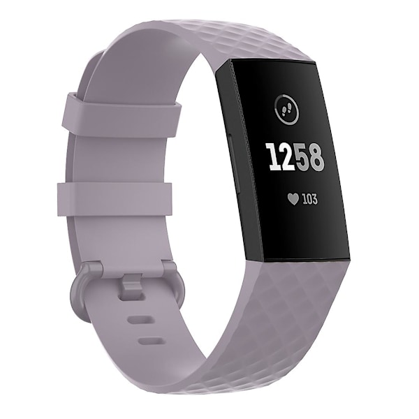 18mm Sølvfarvet spænde TPU urrem til Fitbit Charge 4 / Charge 3 SE, størrelse: L Light Purple