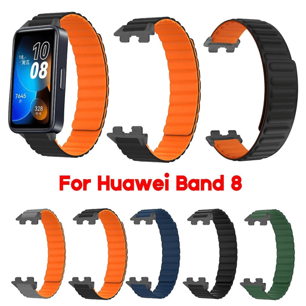 Silikonögla för Huawei Band 8 Smartwatch Fashion armband magnetiskt armband Black