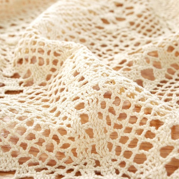 Hæklet blonde dug rektangel romantisk duge løber med vintage broderet til køkken spisning 140x250cm Beige