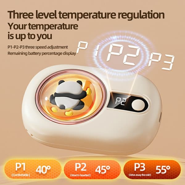 1200mAh Handvärmare 3 värmeinställningar 40 / 45 / 55 grader Celsius LED-display Beige