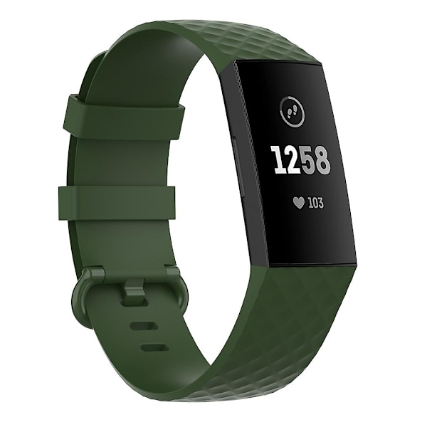 18mm hopeinen solki TPU rannekoru Fitbit Charge 4 / Charge 3 SE -kellolle, koko: L Olive Green