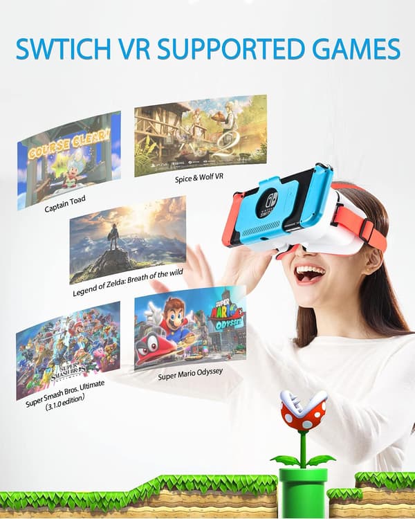 Virtual Reality-briller - Justerbare 3D-linser, for Nintendo Switch/Oled (rød)