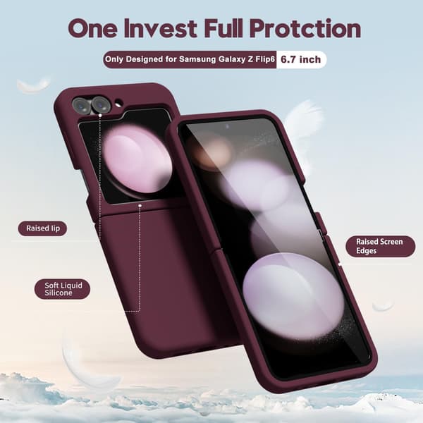 Etui til Samsung Galaxy Z Flip 6, flytende silikon TPU-deksel (plomme)