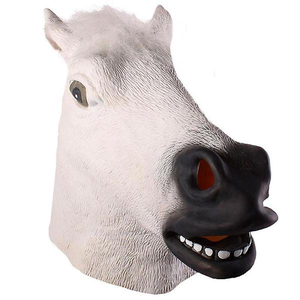 Hästmask Klä Upp Hästhuvud Latexmasker för vuxna Maskerad white