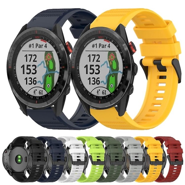 Til Garmin Approach S62 22 mm horisontal tekstur silikone urrem med fjernelsesværktøj WEW Lime Green