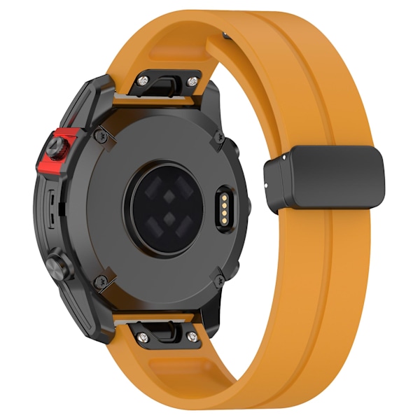 Silikonklockarmband 26mm Fällbart Svart Spänne Klockarmband För Garmin Fenix 7x/7x Solar/tactix 7 Pro Dark Yellow