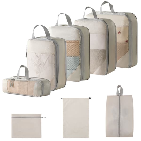 Kuffert Organizer Taskesæt, 8-pak (beige)