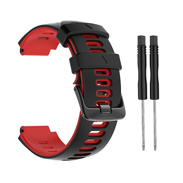 Armband Stålspänne Silikonrem för Garmin-Forerunner 735xt/220 för Smart W Black red