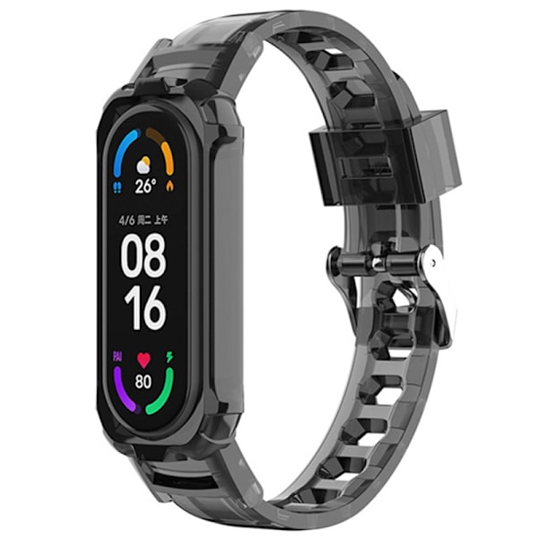 Rem til Xiaomi Band 7 6 3 4 5 NFC Transparent Urrem Silikone Armbånd Transparent black For Xiaomi 567