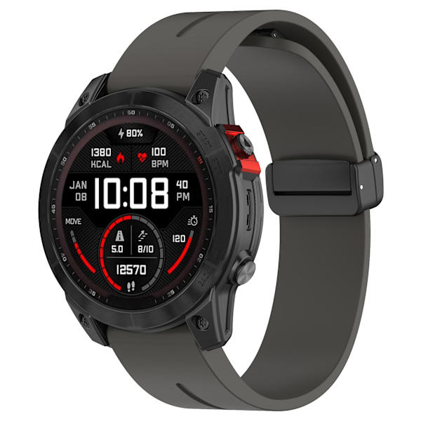 Svart spenne 22mm silikonrem klokkestropp for Garmin Fenix 7/forerunner 965/955/945/935 Space Grey