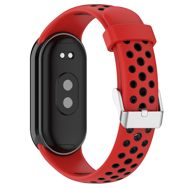 Kaksiväriset silikoniset rannekkeet Xiaomi Smart Band 8 -älykellolle, ruostumattomasta teräksestä valmistetulla liittimellä Red Black