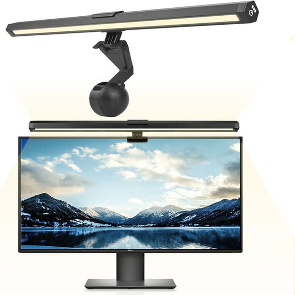 Skærmlysbar, USB-drevet LED-computerlys, 3 farvetemperaturer, 15 baggrundslysindstillinger
