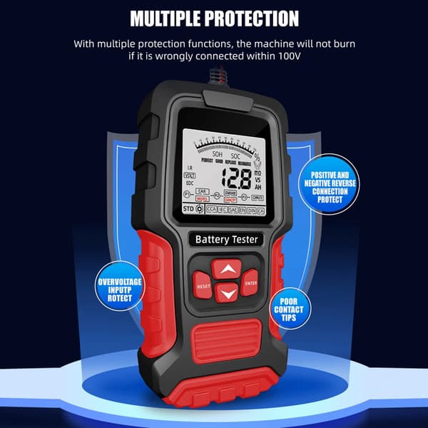 Batteritester 12Volt/24Volt Intern Modstandstester Til Bil Motorcykel (Rød)