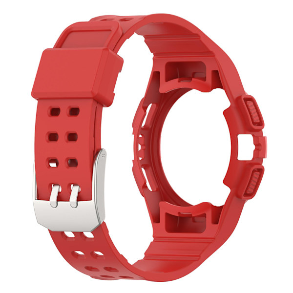 Silikone Watch Band Udskiftningsrem til Samsung Galaxy Watch4 44mm, med Integreret Watch Case Red