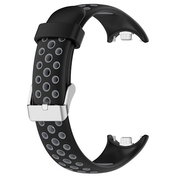 Kaksiväriset silikoniset rannekkeet Xiaomi Smart Band 8 -älykellolle, ruostumattomasta teräksestä valmistetulla liittimellä Black Grey