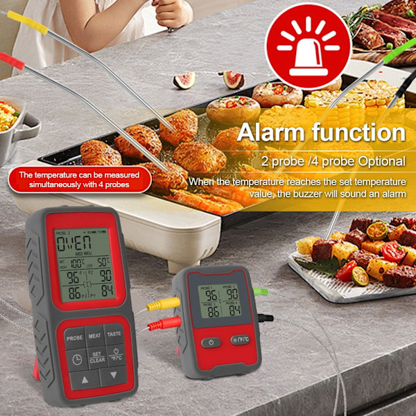 Smart kötttermometer, APP-kontroll med tidslarm med ställbart och hängbart stativ