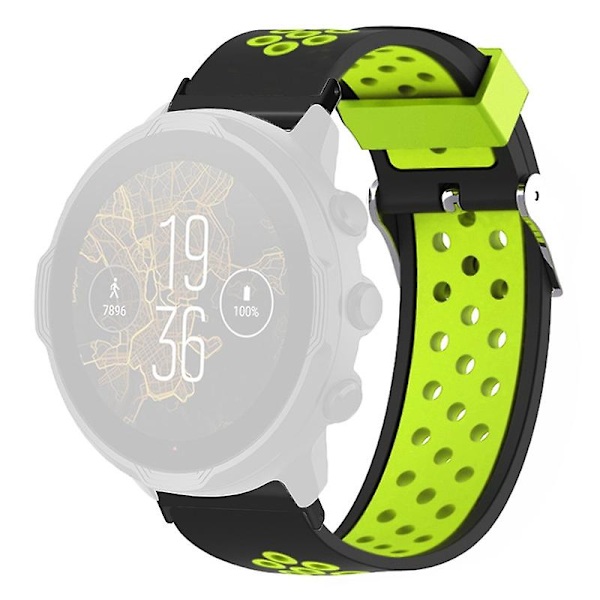 Hengittävä 24 mm:n silikoniranneke Suunto Spartan Sport Wrist Hr Baro / Suunto 7 -kellolle Black Green