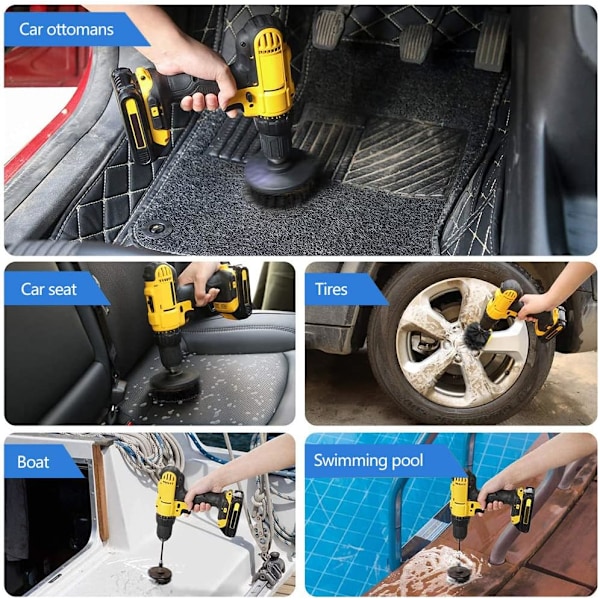 Elektrisk plastrengöringsborr nylonborste 3-pack, 2'/3,5'/4' (Svart)