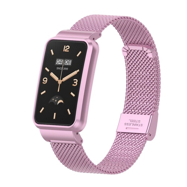 Milanese Strap+ case Xiaomi Mi Band 7 Pro ruostumattomasta teräksestä hengittävälle rannekorun vaihtorannehihnalle Mi Band 7 Pro -vyölle Rose powder