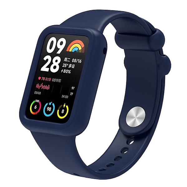 Blød silikoneetui til Xiaomi Smart Band 8 Pro, stødsikkert smartwatch-rammecover Navy Blue