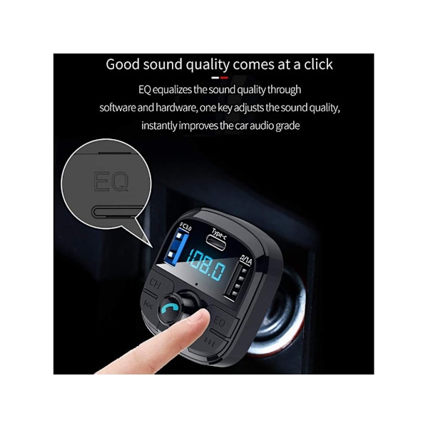 Bluetooth Bil FM Transmitter Trådløs Bluetooth 5.0 Bilradio Adapter Bilsæt med Håndfri Opkald USB-porte Support