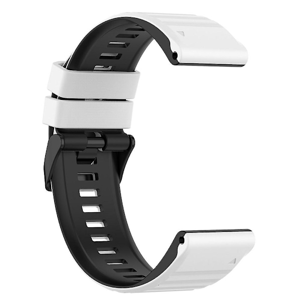 Silikonirannekkeet Kaksiväriset vaakasuorat raidat Rannehihna Garmin Fenix 7 Prolle White Black