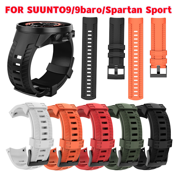 24 mm pehmeä silikoniranneke Suunto7 9 Baro -rannekkeen vaihtoon, rannekoru Suunto D5 Suunto 7 Sport -älykellolle Orange [black buckle]