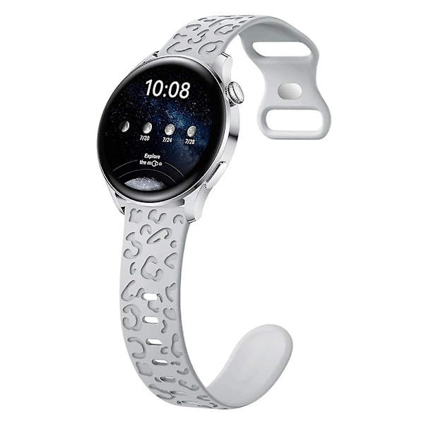 Leopardmönstrad design för Samsung Galaxy Watch3 45mm / Huawei Watch 4 Pro 22mm klockarmband Cloud Gray