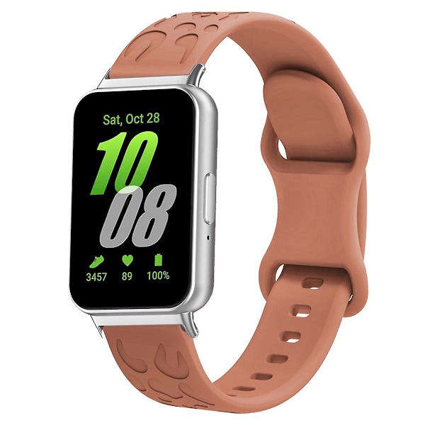 Samsung Galaxy Fit -silikoniranneke, leopardikuvioitu, vaihdettava rannehihna - pinkki Brown
