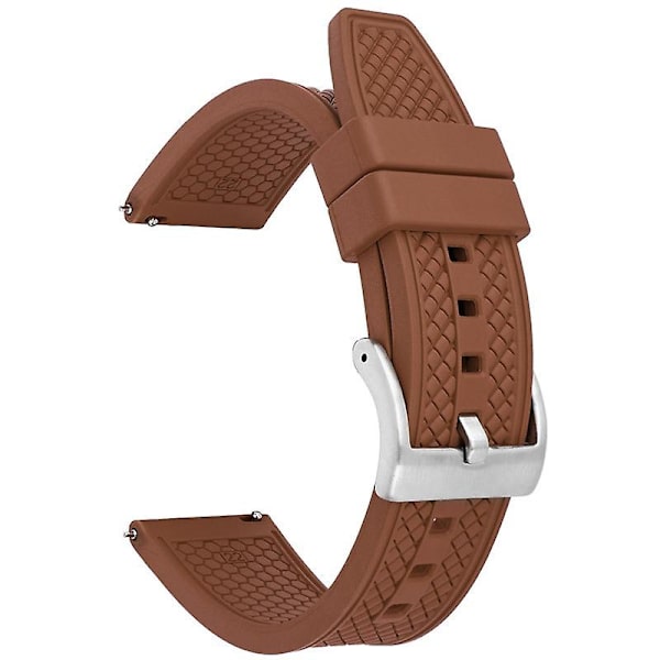 Universal Fluorubber-rem til Samsung/Huawei/Garmin Smart Watch 20mm Brown Silver Buckle