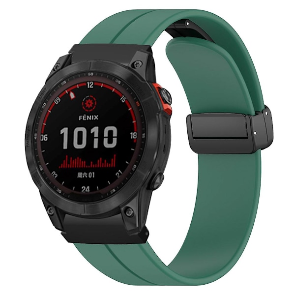 Magnetisk spenne silikon klokkearmbånd for Garmin Fenix 7s/7s Solar/6s/5s, med 20mm PC-kontakt Army Green