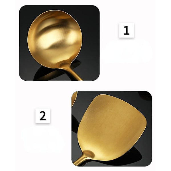 Rustfrit Stål Køkkengrej Sæt Guld Suppeske Spatel Rustfri Rice spoon