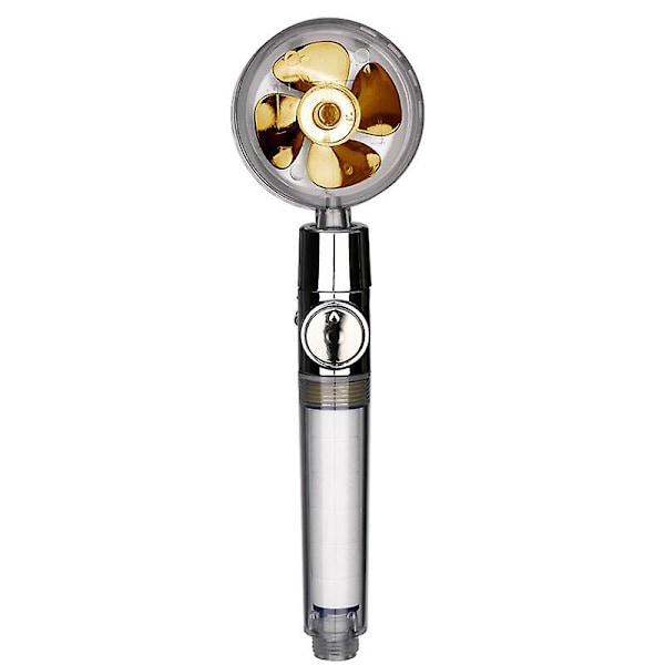 Ny turbopropeller duschhuvud vatten sparar högtrycksflöde 360 ​​grader med fläktförlängning duschhuvud regn med hållare C-gold