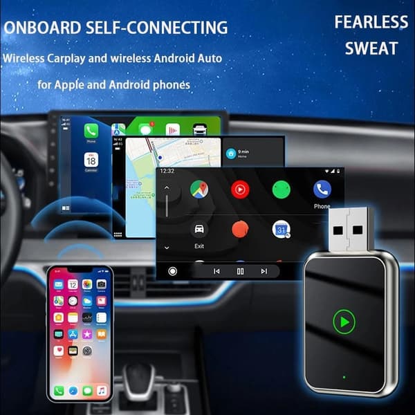 Carplay-adapter for Carplay og Android Auto, konverterer kablet Carplay til trådløs