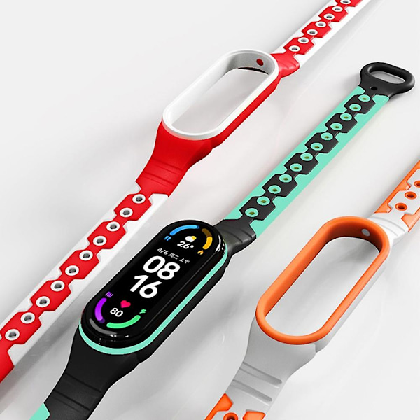 To-farget silikon smartklokke armbånd reim erstatning for Xiaomi Mi Band 6 Multicolor I Other Xiaomi Models