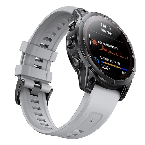 KLB-LWGJ-001 Garmin Fenix 7 / 7 Pro -hihna, vaihdettava QuickFit 22 mm silikoniranneke Grey