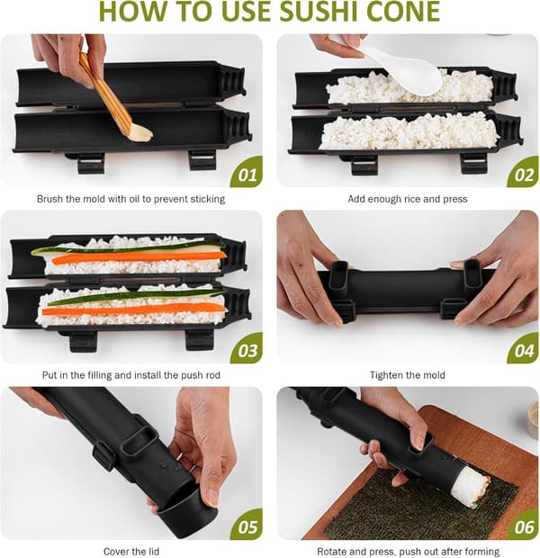 Sushimaskin - Bazooka Maker Kit med rullmatta (svart)