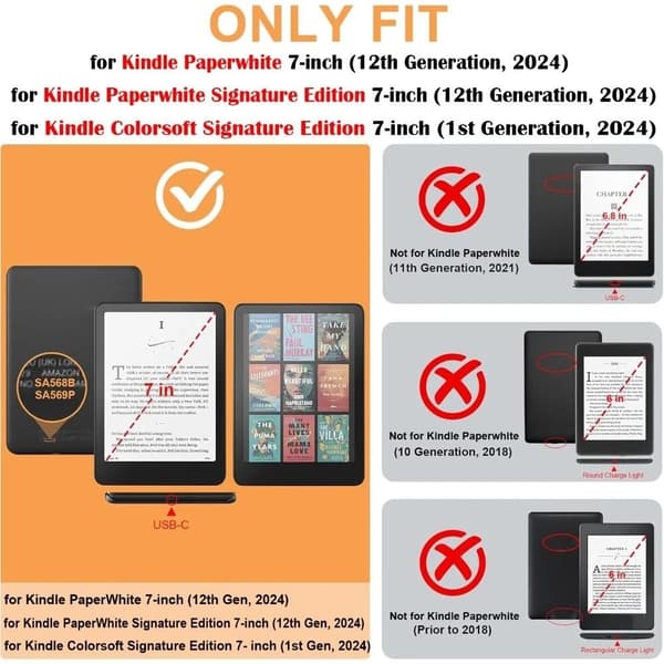 Fodral - För Kindle Paperwhite 12:e Gen 7 tums modell, Antler Prägling (Blå)