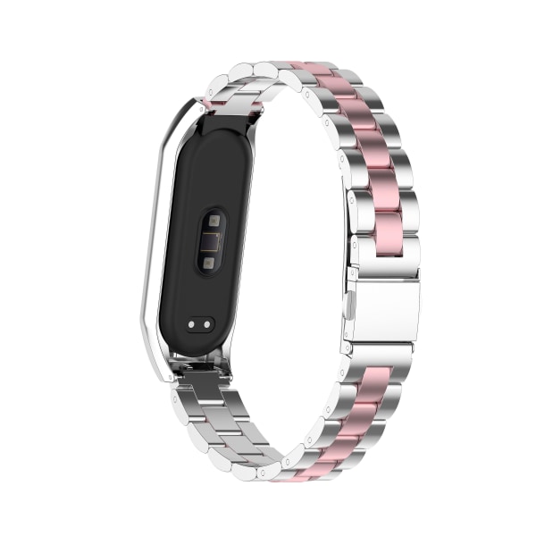 Rem Metall Rostfritt Stål För Mi Band 6 Xiaomi Mi Band 7 6 5 Rem kompatibelt Armband Armband Mi Band 5 4 3 Tillbehör For Mi band 4 Silver powder