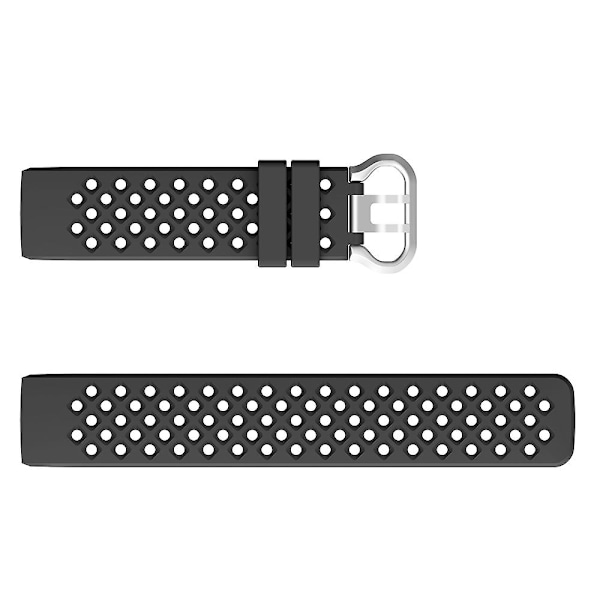 Til Fitbit Charge 3 / 4 Hul Firkantet Silikone Rem Black